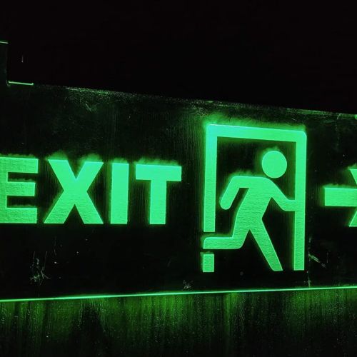 LED Exit Semi Outdoor Vinyl Glow Sign Board