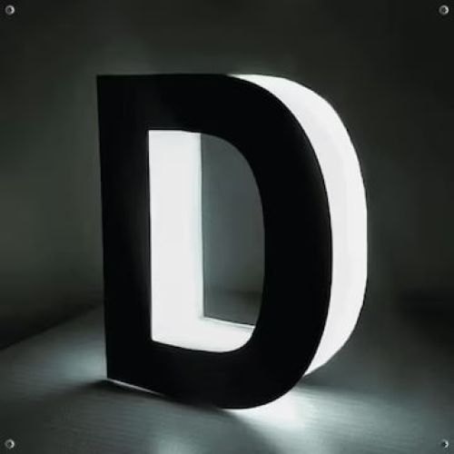 Letter D LED Acp Glow Sign Board (Black And White)